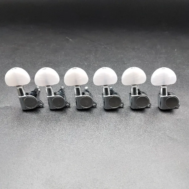 6PC Guitar String Tuning Pegs Key Tuner Machine Head with White Pearl for Electric Guitar Chrome