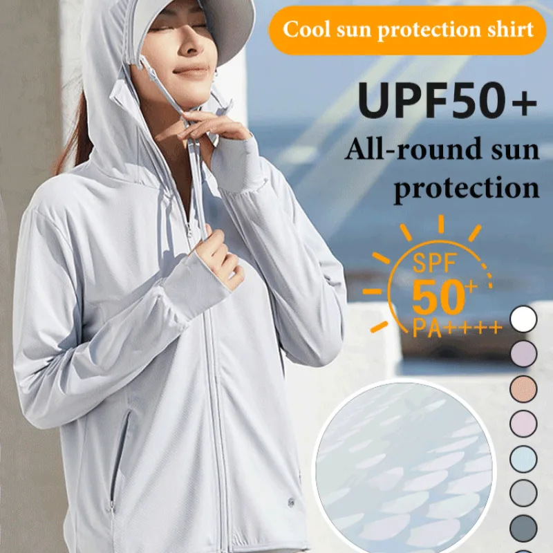 Ice Silk Sunscreen Clothing Detachable Large Brim UPF50+ Women\'s Sun Protection Outdoor Jackets