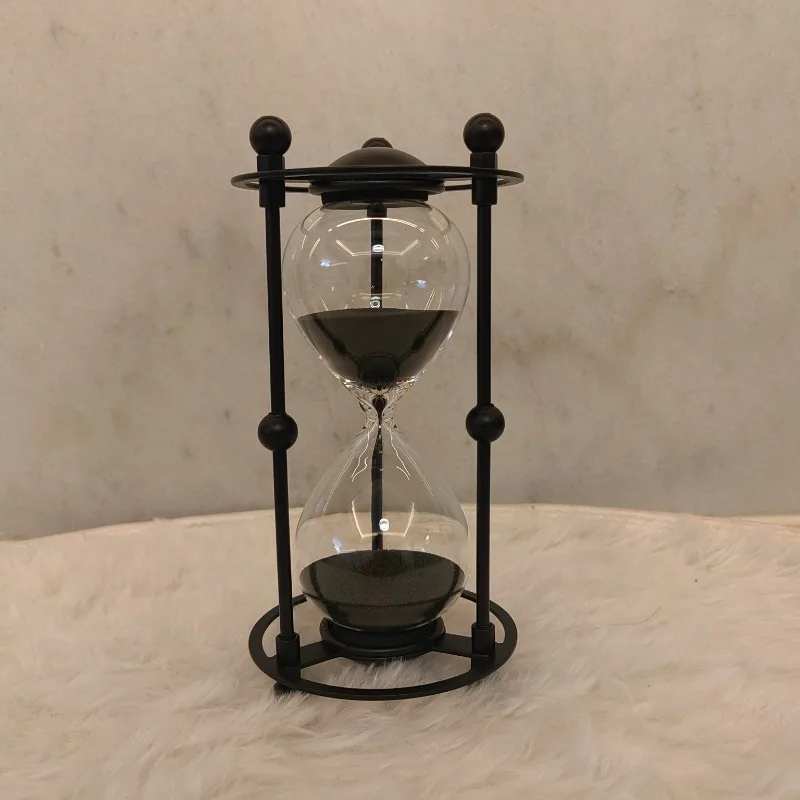 1pc 15-Minute Sand Timer Creative Metal Hourglass Modern Decor Accessory for Home Office Desk Study Time Management Gift