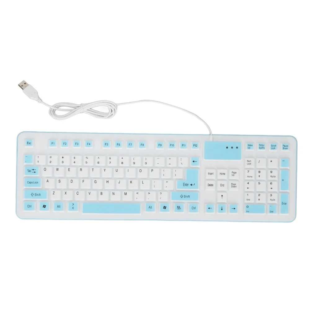 Portable 106 Keys Silicone Keyboard Waterproof Foldable USB Wired Keyboard Pink/Blue/Orange Silent Keyboard Laptop Notebook