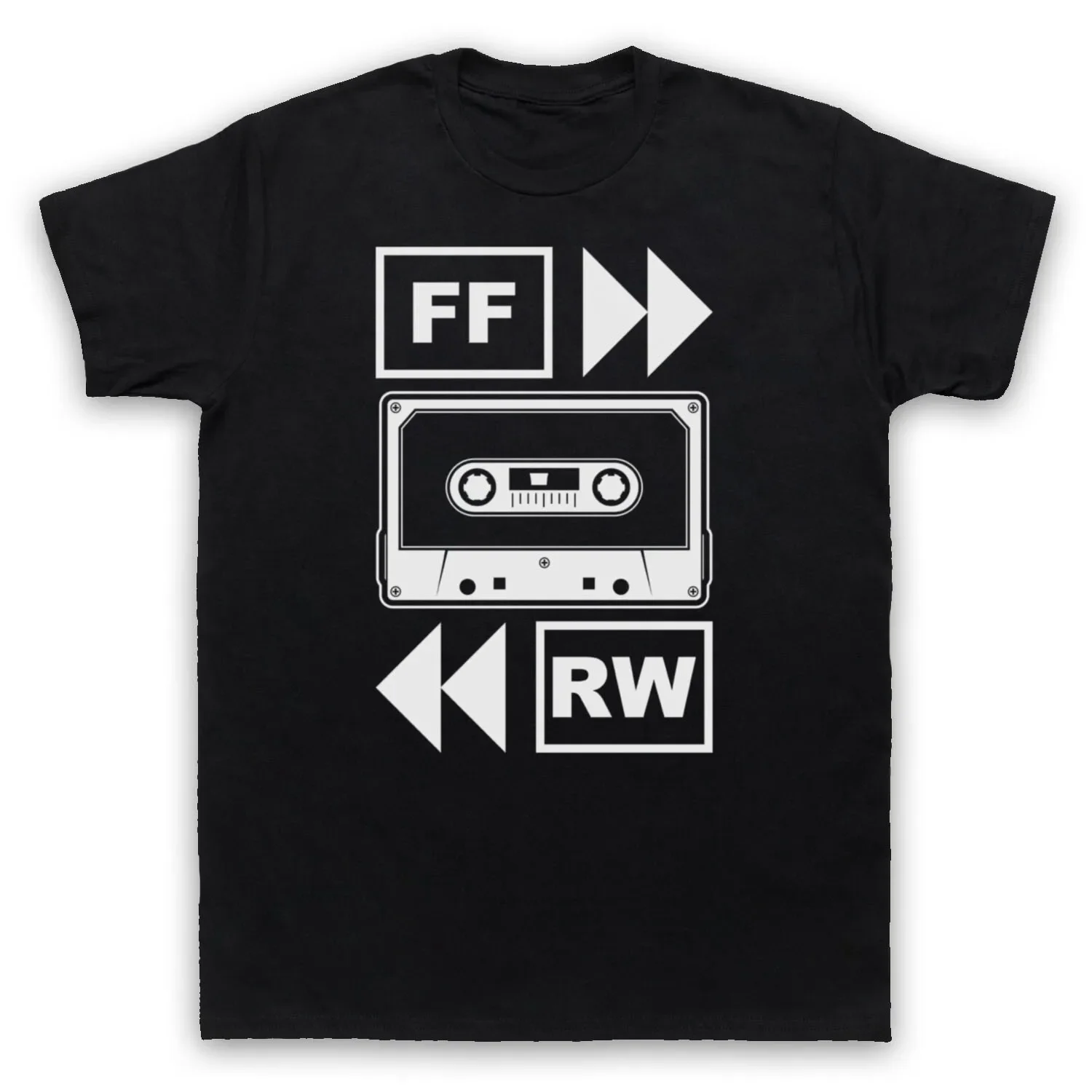 تي شيرت FAST FORWARD REWIND CASSETTE TAPE RETRO MUSIC AUDIO للرجال والنساء