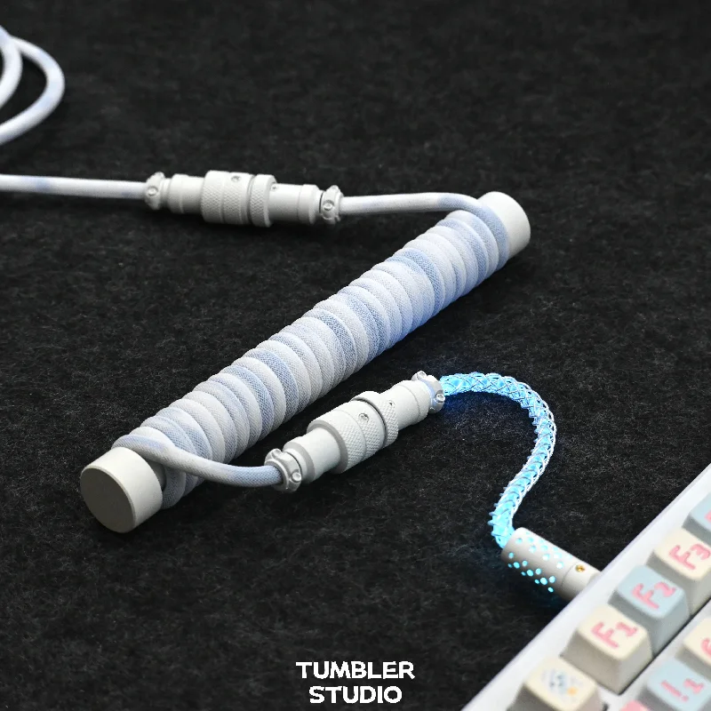 Custom  Aviator Cable Rgb Light Up Three-section Aviator Cord Luminous Braided Keyboard Wire Custom Mod Keyboard Accessory