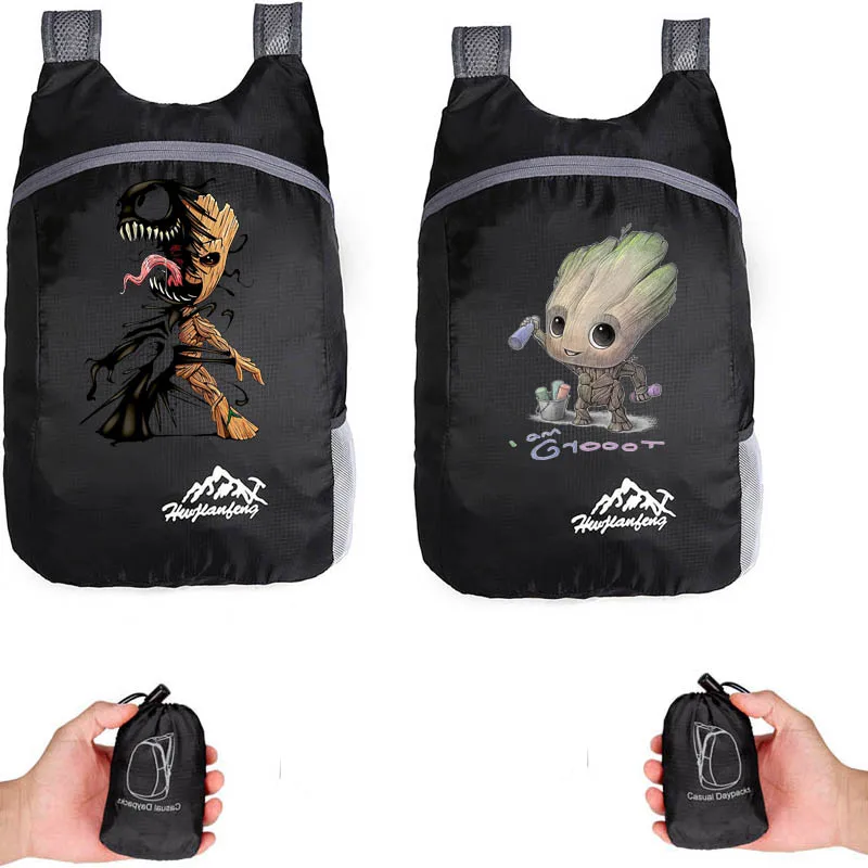 Groot-mochila de senderismo de dibujos animados para hombre y mujer, bolsa de viaje impermeable, ultraligera, plegable, para acampar, ciclismo,