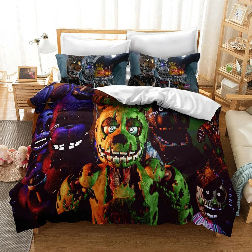 Five-Night-At-Freddy Bedding Set Boys Girls Twin Queen Size Duvet Cover Pillowcase Bed Kids Adult Fashion Home Textileextile