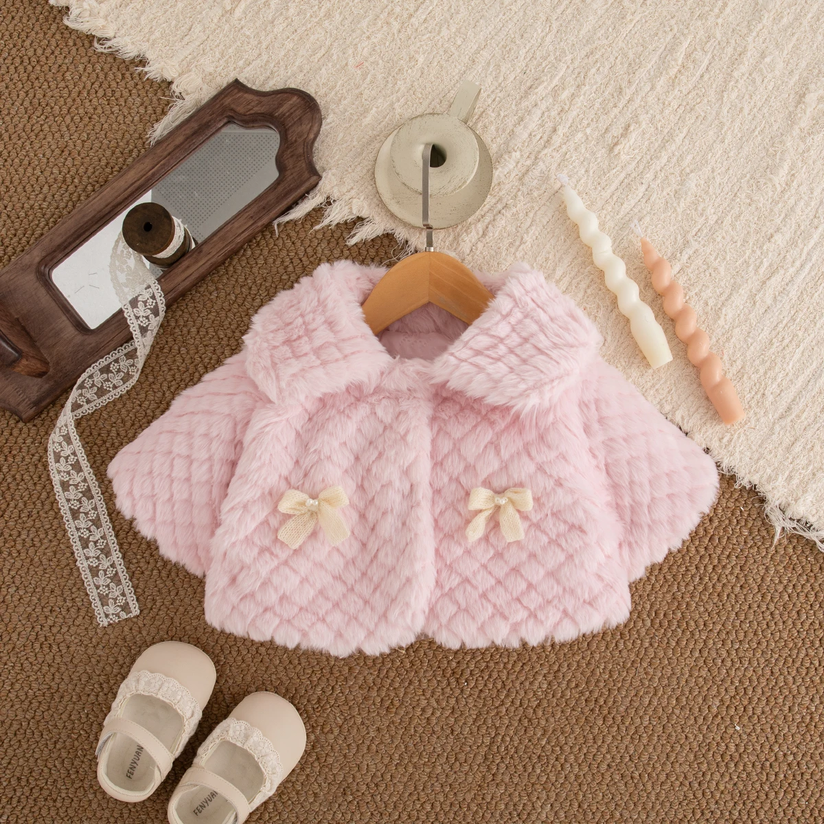 

Winter New Thick And Warm Baby Girl Coat, Sweet And Cute Bow Children'S Clothing (9 Months -3 Years Old)