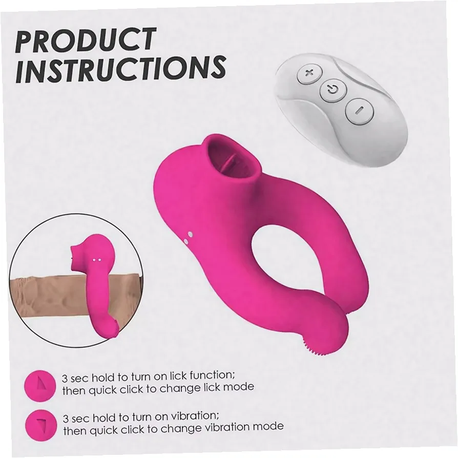 Tongue Licking Vibrator Penis Ring Vibrator Vibrating Cock Ring  Enlarger Ring Sex Toys For Men Couples Vibrator Dick view 6