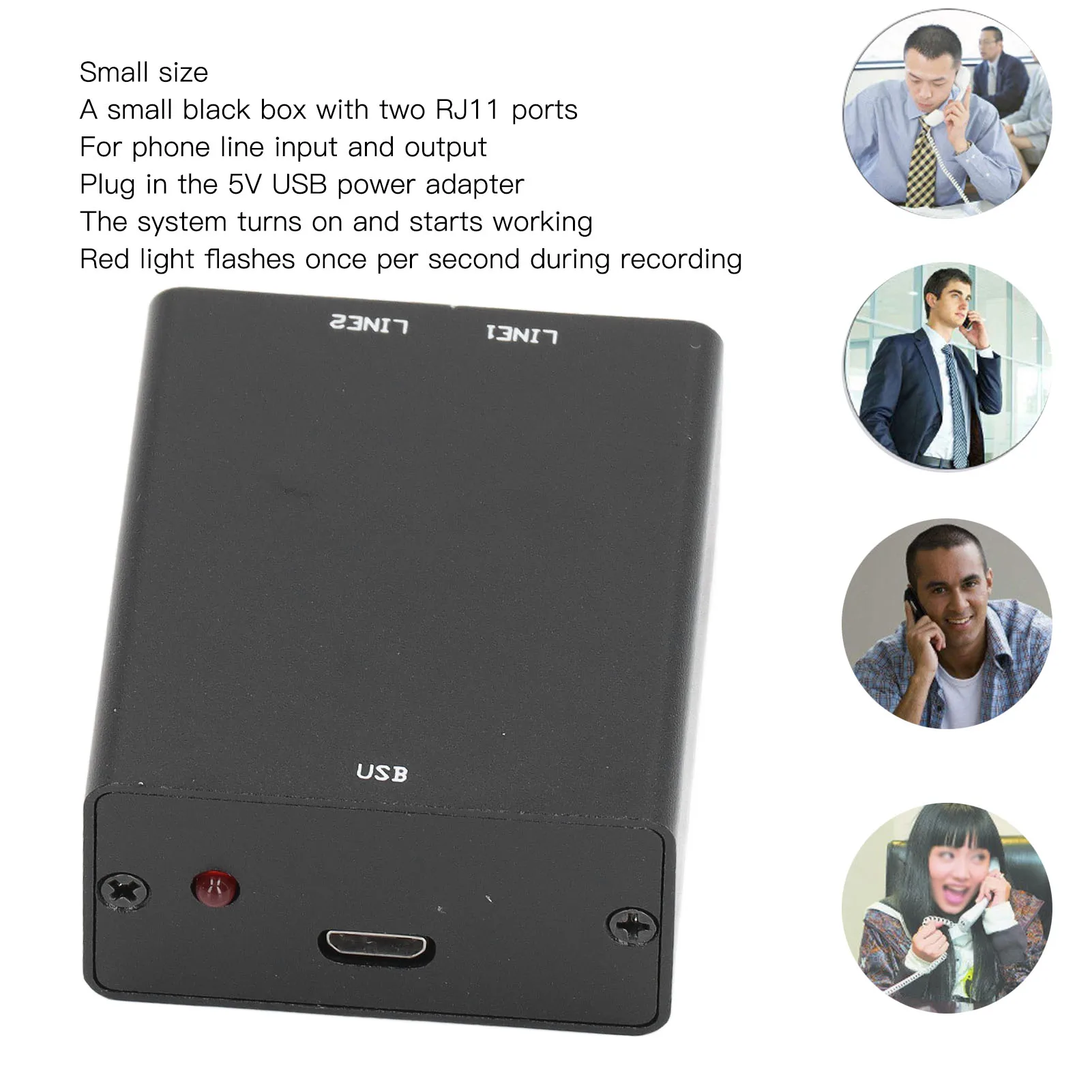 جهاز تسجيل الهاتف مسجل هاتف صغير مع ذاكرة ثابتة أوتوماتيكية سعة 32 جيجابايت صوت واضح مع منفذ RJ11 #3