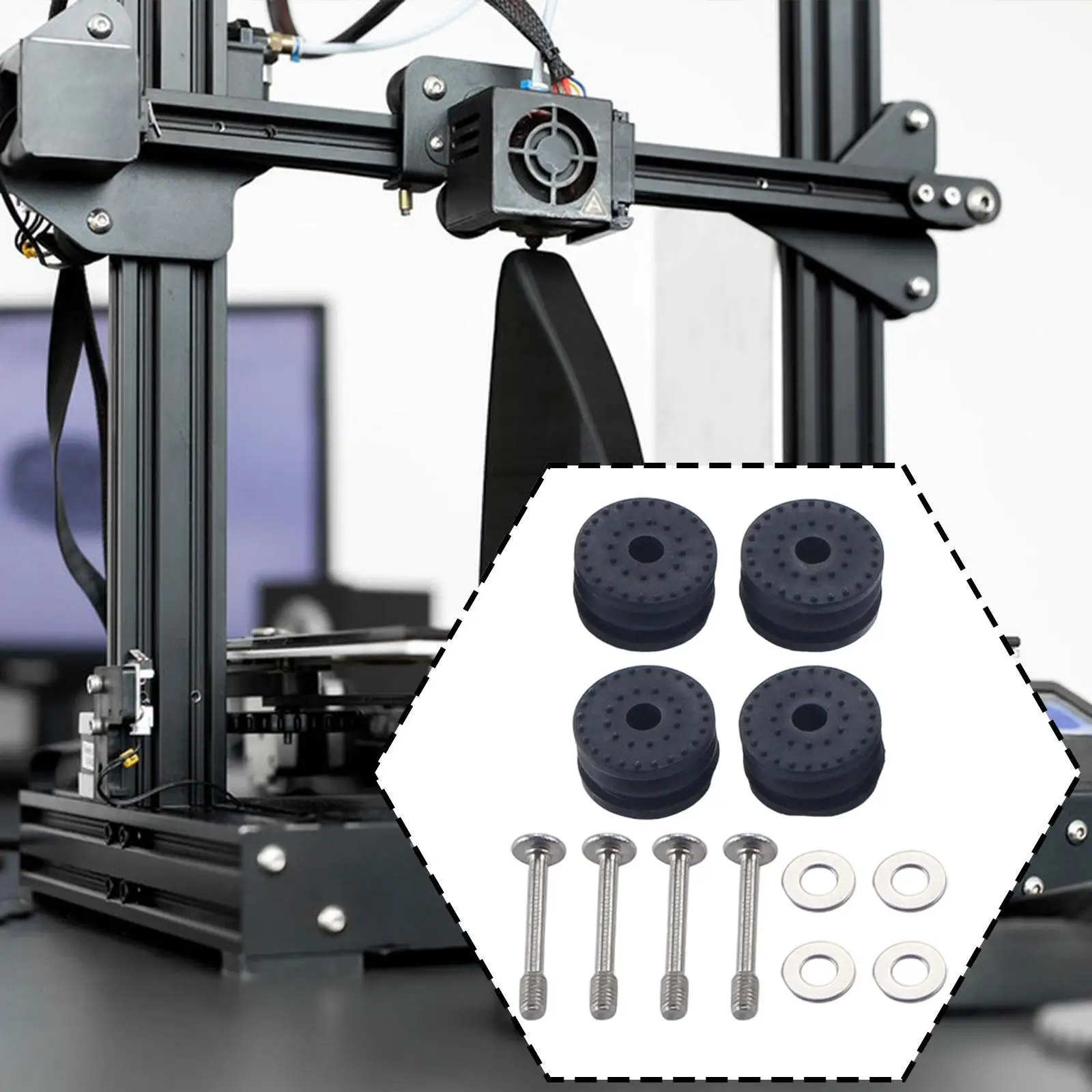 

4x Anti Vibration Foot Pads Shock Absorbing 3D Printer Parts Easy Installation Replacement Repair Reduces Vibration Nonslip