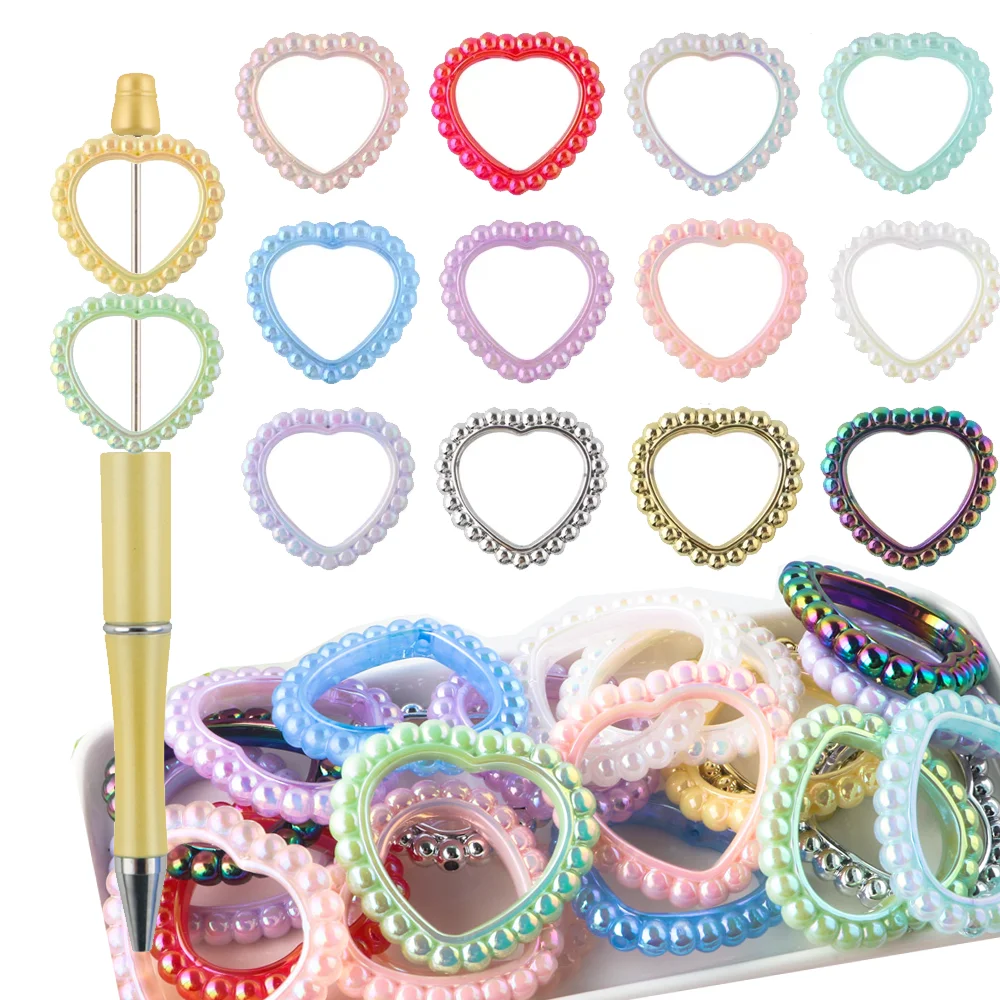 

10/20PCS Acrylic Beads Circle Love Heart Shape Spacer Frames Spacer Beads For Jewelry Making Necklace Bracelet DIY Accessories