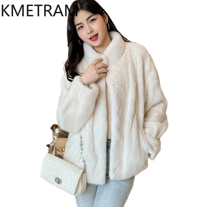

Шуба KMETRAM из 100% натурального меха норки, короткая, с воротником-стойкой, женская, зимняя одежда 2026