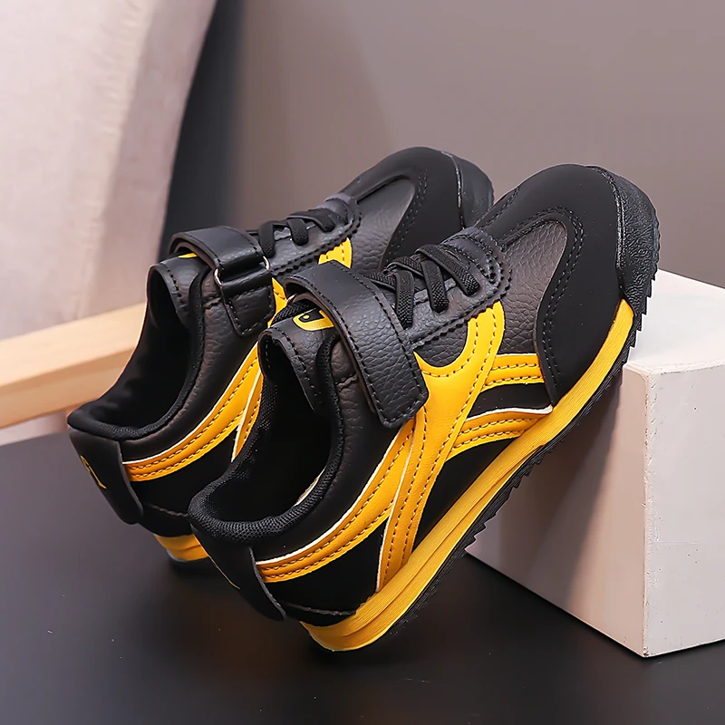 ฤดูใบไม้ร่วงสีเหลืองรองเท้าเด็กวัยหัดเดินเด็กห่วงรองเท้าผ้าใบน้ําหนักเบาสาว Low Cut รองเท้าวิ่งรองเท้าเด็ก Trainers zapatillas de deporte