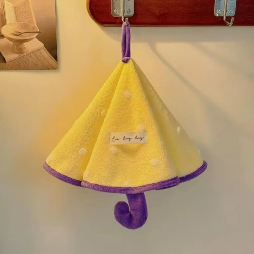 New Mini Umbrella-shaped Hand Towel Multifunctional Soft Bathroom Absorbent Towels Thickened Coral Fleece Kitchen Handkerchief