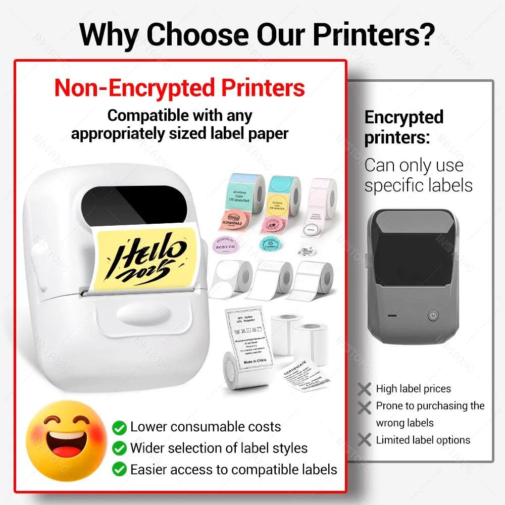 Wireless Label Printer P50 Inkless Bluetooth Thermal Label Maker Adhesive Label Sticker Machine DIY Pattern Barcode QR Code Tape
