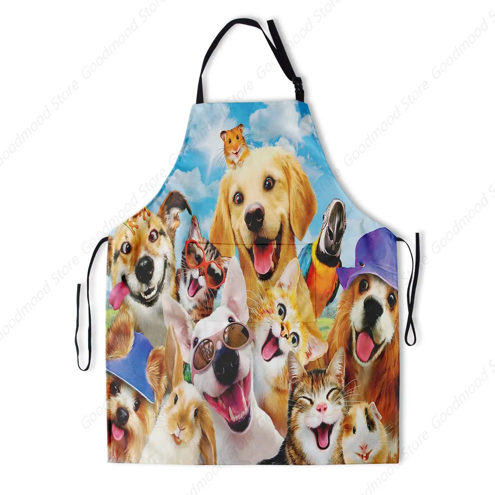 

Funny Dog Apron with Pockets Cute Dogs Grooming Aprons for Women Men Adjustable Neck Straps for Kitchen Garden Cooking BBQ