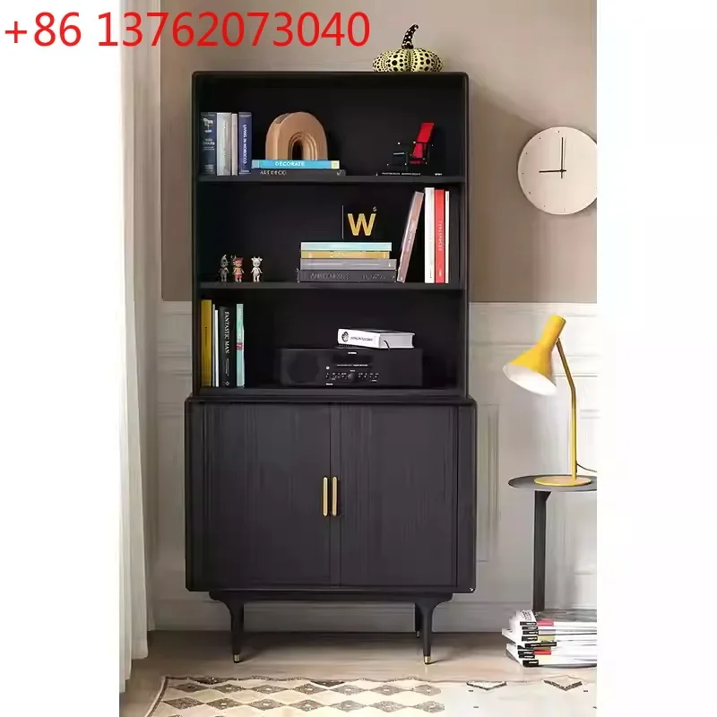 Nordic medieval industrial style solid wood oak organ door bookcase display case