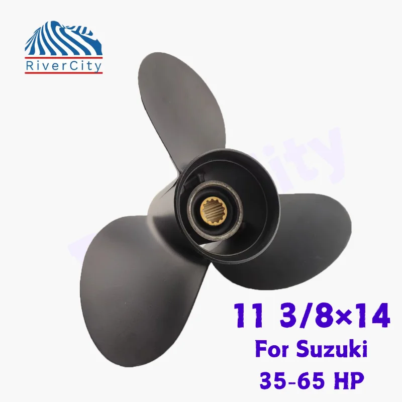 Boat Propeller 11 3/8×14 For Suzuki 35 HP 40 HP 50 HP 60 HP Outboard Screw Boat Motor Aluminum Alloy Propeller 3 Blade 13 Spline