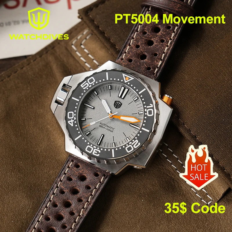 

Механические часы Watchdives WD1968 PT5004 с автоматическим механизмом, водонепроницаемые до 300 м, часы для дайвинга с сапфировым стеклом и керамическим безелем, роскошные часы BGW9