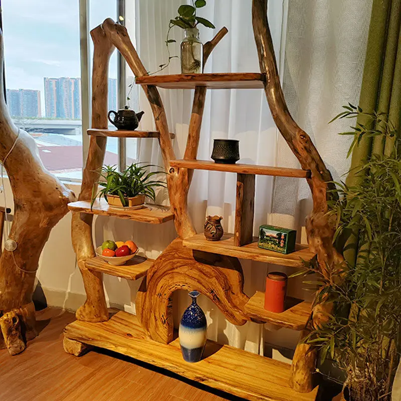 Creative partition cabinet foyer porch storage original ecological flower stand living room dining room wine cabinet