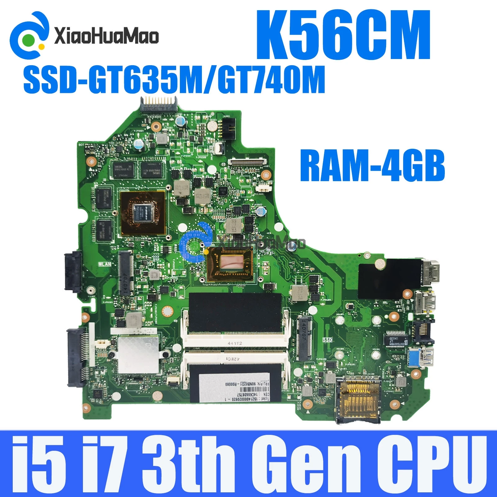

K56CM Mainboard For ASUS K56CB K56CA A56C S550CM S550CB Laptop Motherboard I3-3217U I5-3317U i7-3537U GT635M GT740M UMA