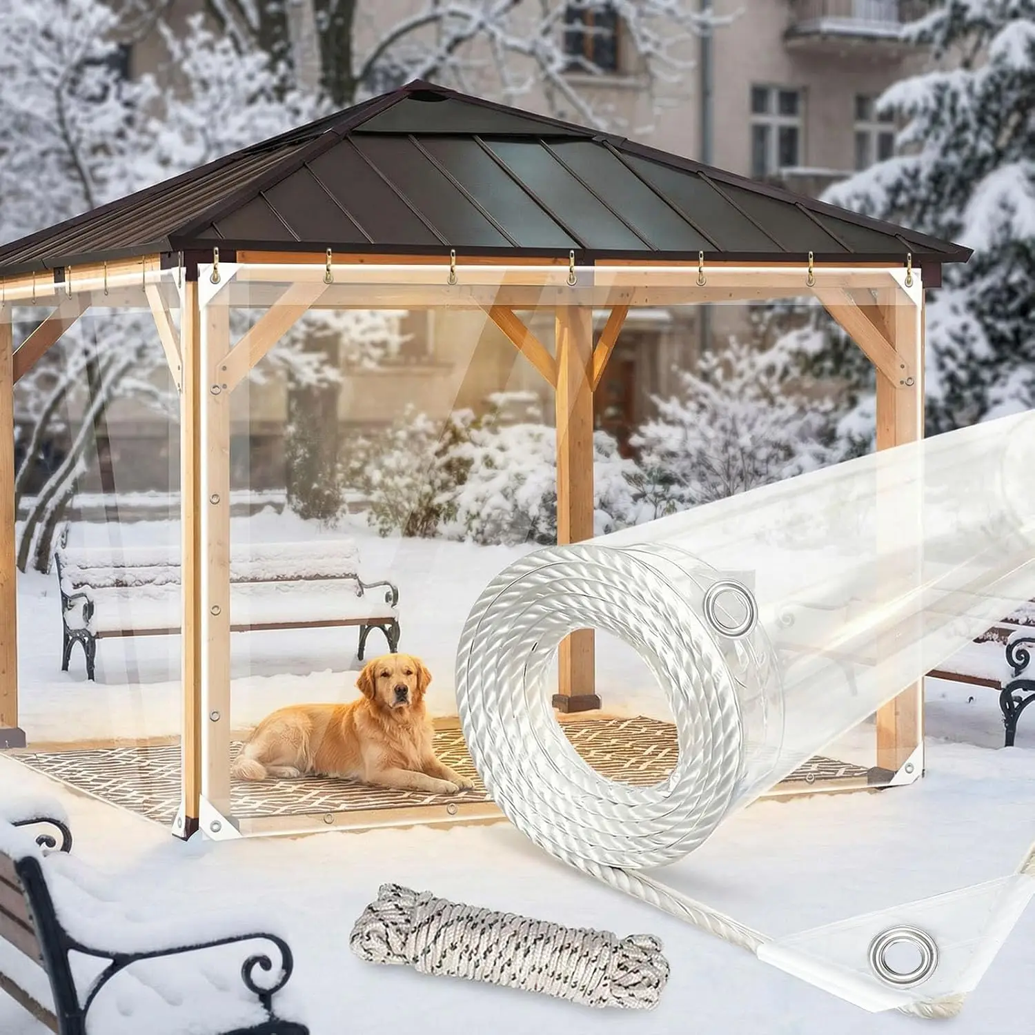 

Тент из ПВХ 6x10 футов, сверхпрочный, водонепроницаемый и устойчивый к разрывам, с люверсами и веревкой, для кемпинга, теплиц, автомобилей