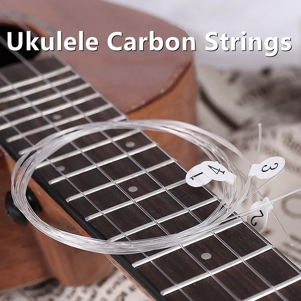 For Soprano And Concert And Tenor Ukulele Guitar Strings Carbon Strings Indoor Transparent Ukulele 4pcs G-C-E-A