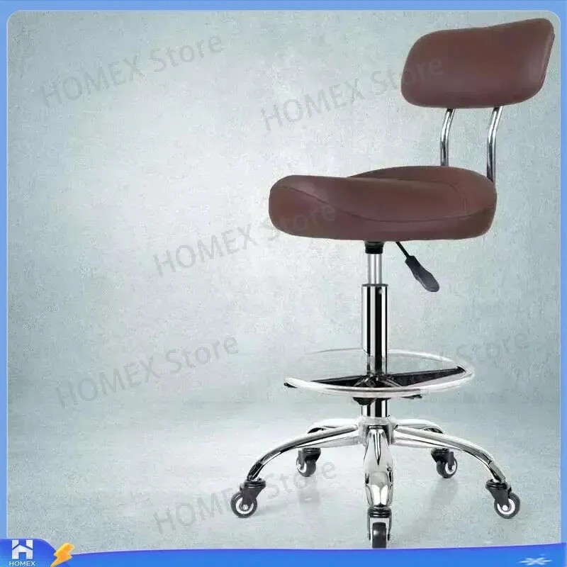 Adjustable Swivel Saddle Stool with Backrest Rolling Chair for Kitchen Barber Salon Cosmetic Tattoo Master Ergonomic Wheeled