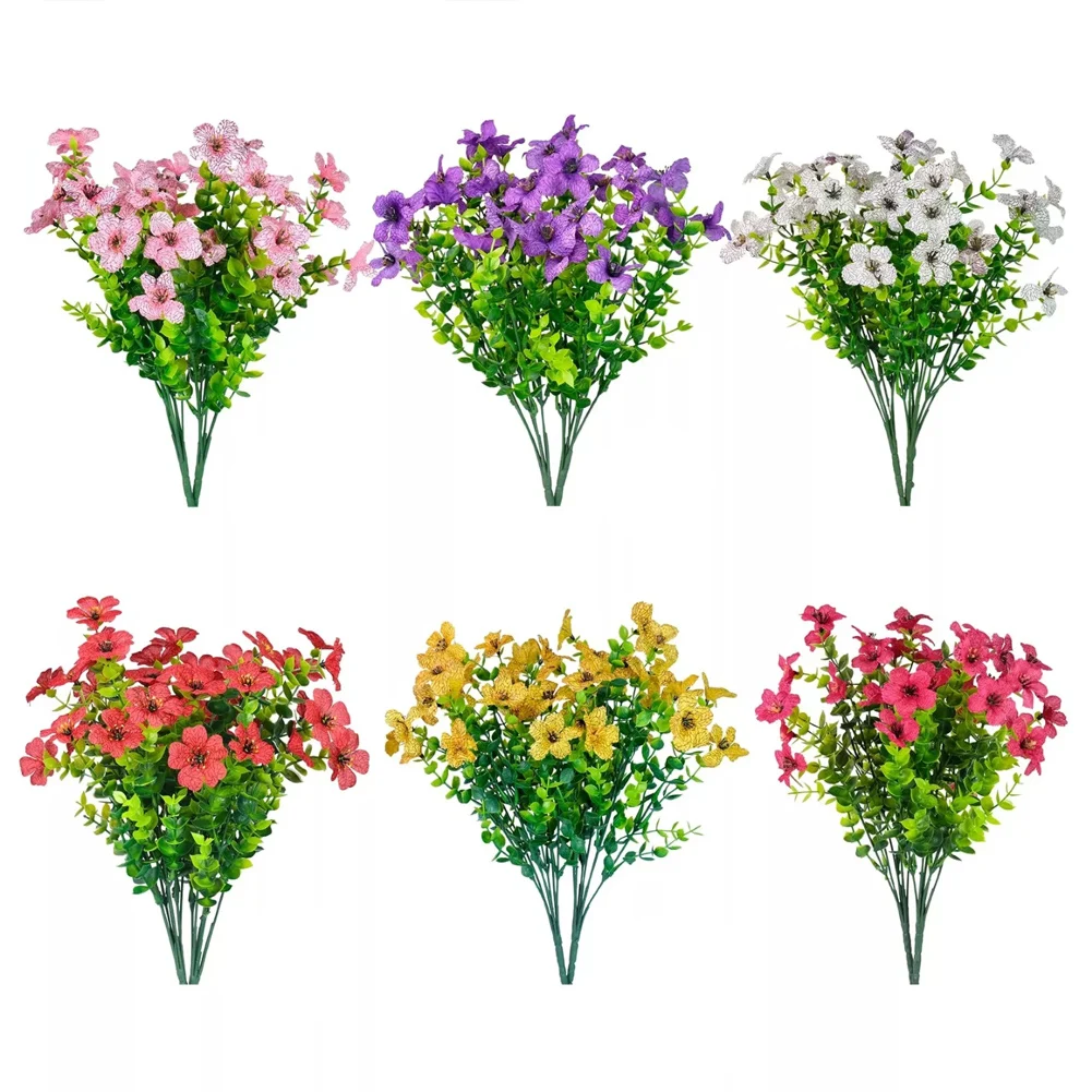 

12 штук искусственного шелка Morning Glory для наружного использования, великолепные искусственные растения для украшения сада и дома