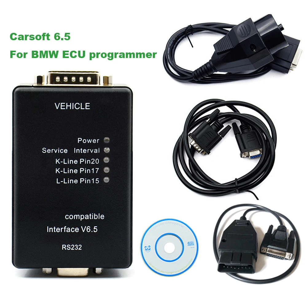 OBD2 Scanner Carsoft V6.5 ECU Programmer For BMW E30/ E31/E32/E34/E36/E38/E39/E60/E65/E46/E53/Z Car Diagnostic Tool MCU RS232