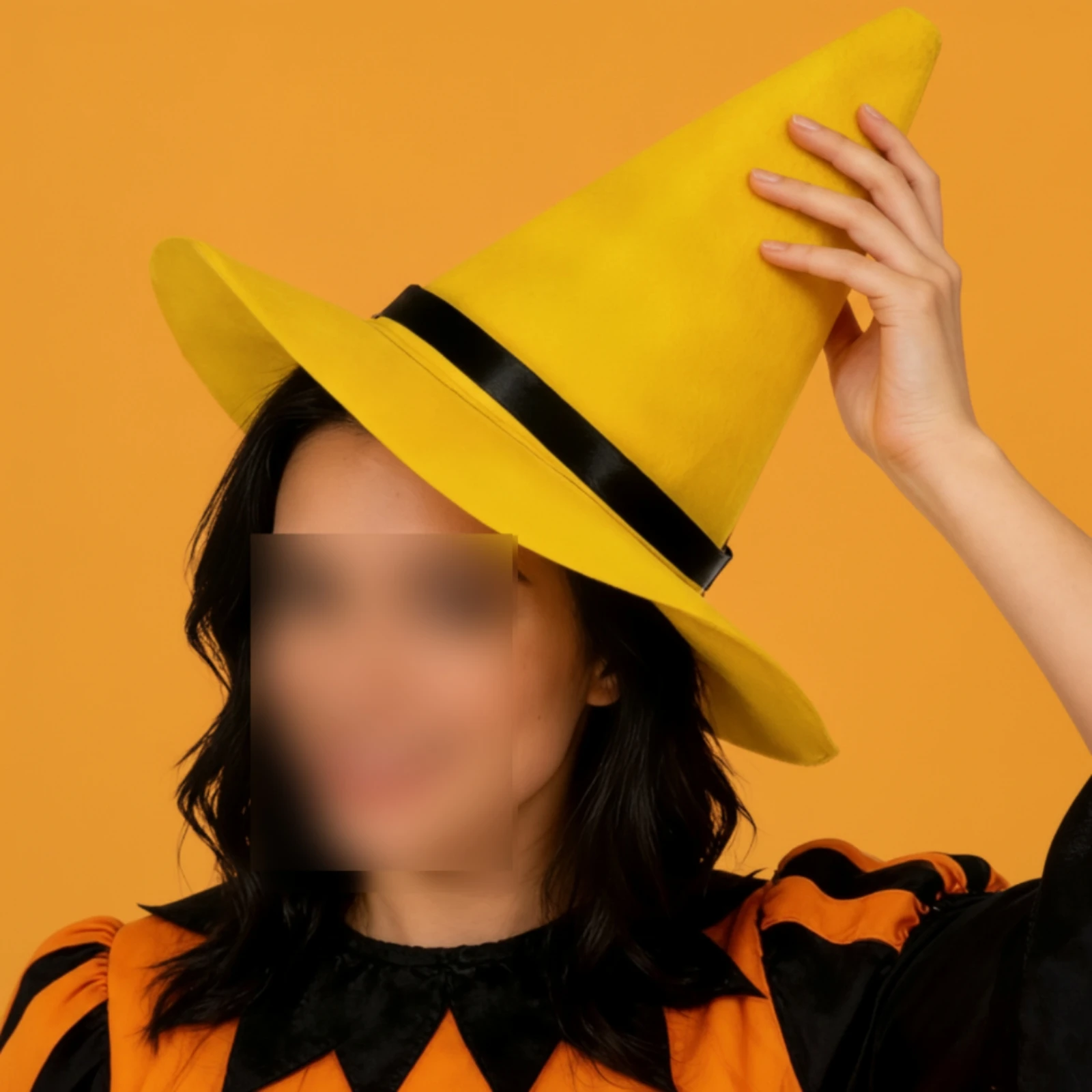 Yellow Witch Hat Pointed Witch Hat with Black Band Headwear Easy to Carry Adjustable Shape