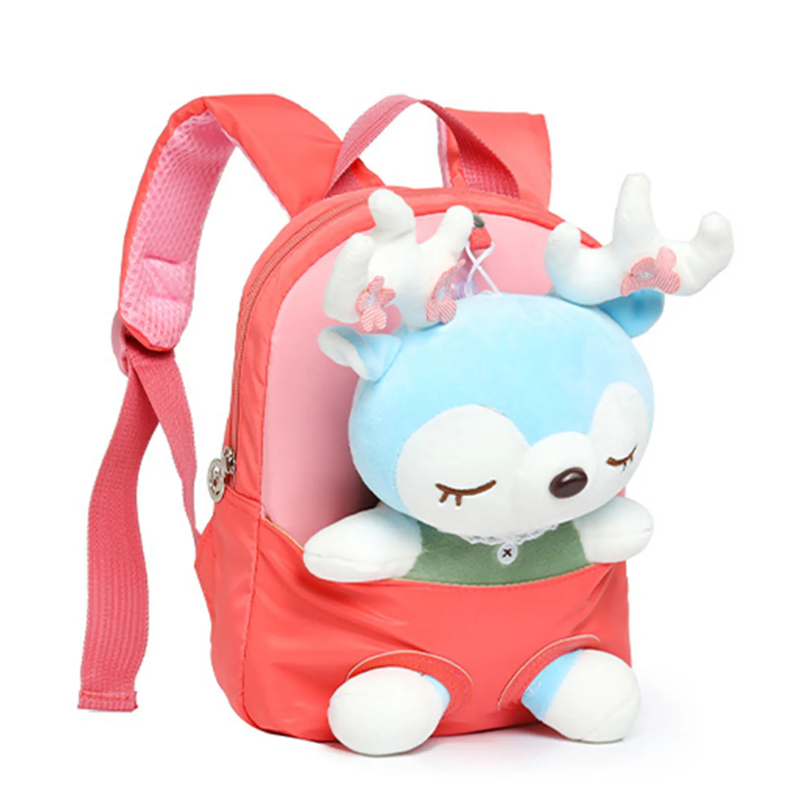 Boys Girls Preschool Schoolbag Large Capacity Plush Elk Bookbags with Soft Handle for Students Bookbag Outdoor Daypack