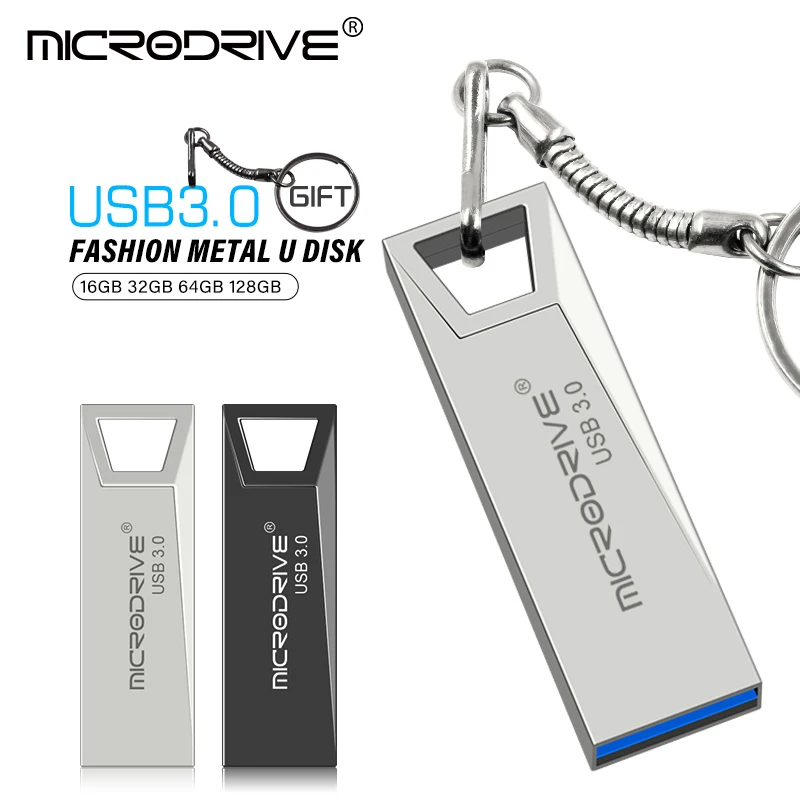 고속 USB 3.0 미니 메탈 플래시 드라이브 16GB 32GB 64GB 128GB 펜드라이브 방수 USB 드라이브 키체인 포함