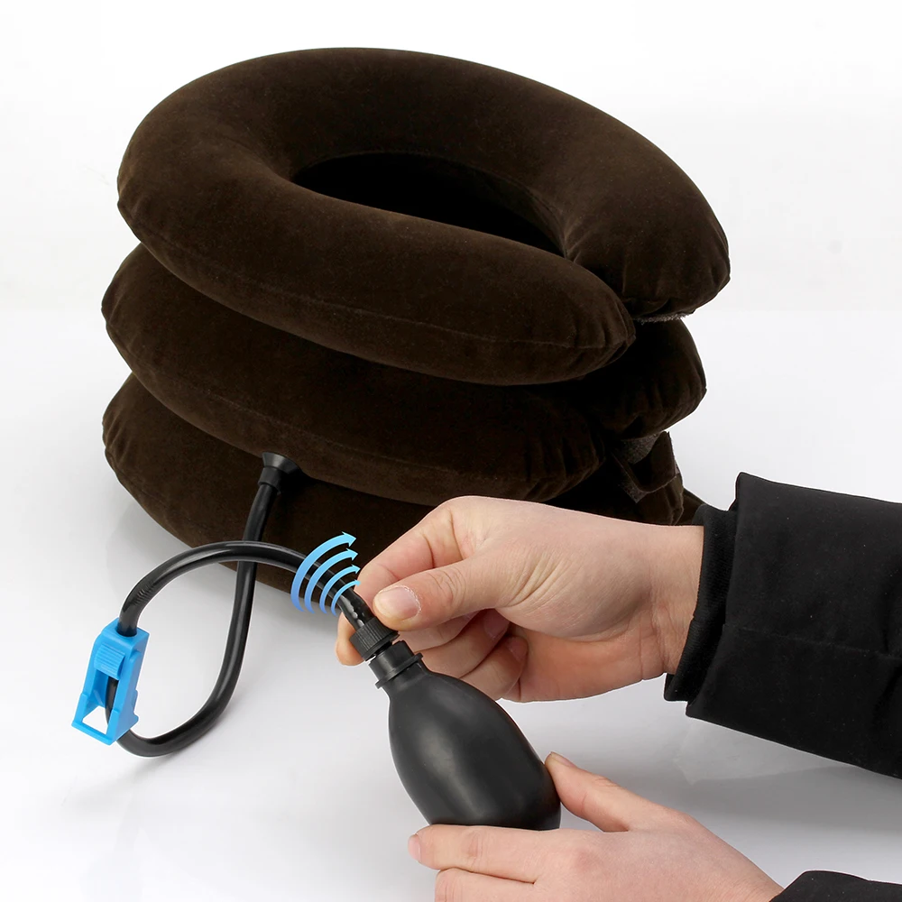 الهواء نفخ المحمولة عنق الرحم الجر طوق هدفين وسادة بتقويم العمود الفقري لتخفيف الآلام وسادة الرقبة دعم حماية نقالة #2