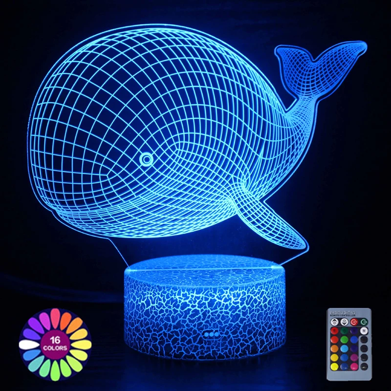 3d Illusion Lamp Ocean Collection Salamander Led Nightlights Kids Room Decor Color Changing USB Battery Powered Night Light Gift