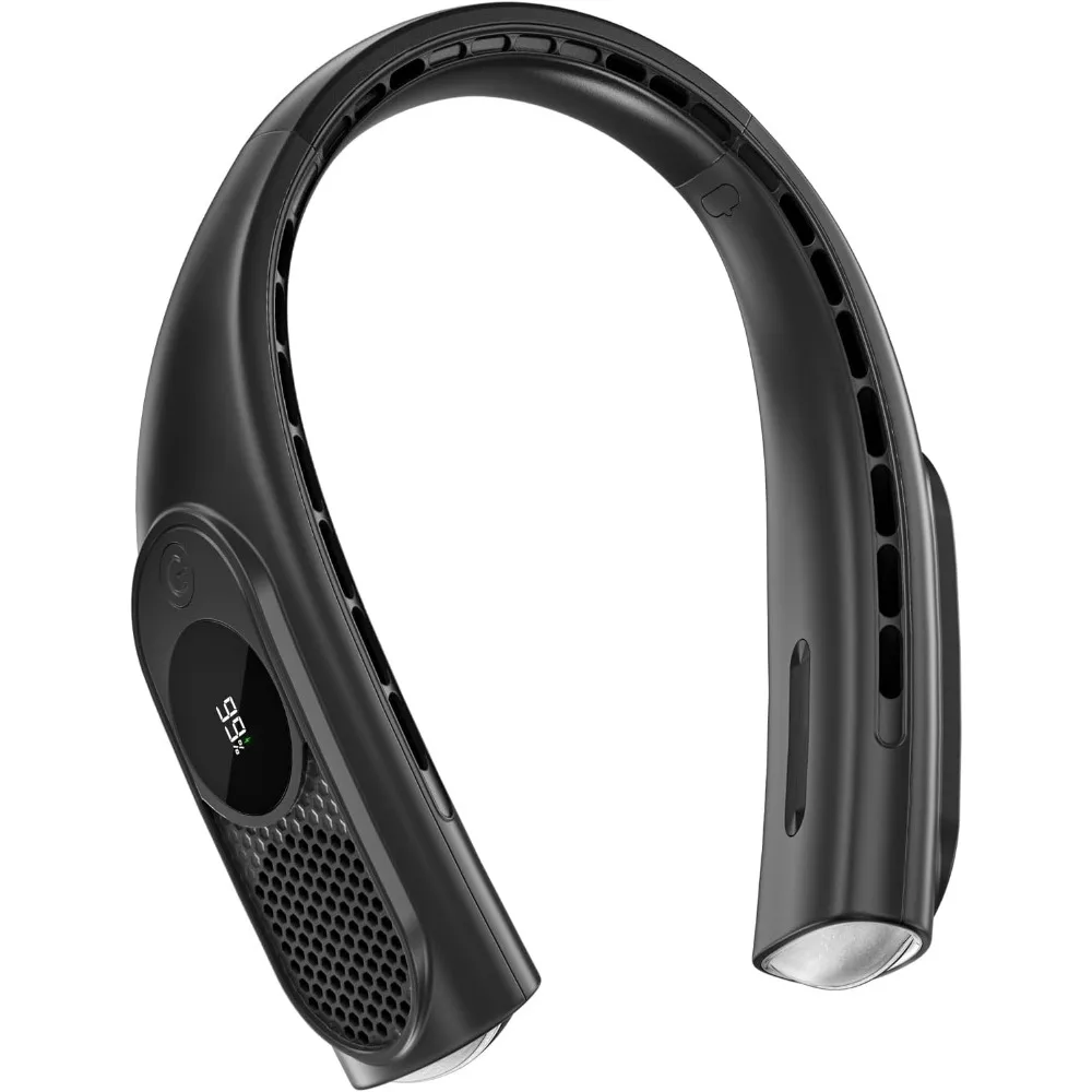 

Neck Fan Bladeless Wearable 5200mAh Rechargeable 360 Cooling 3 Speed Quiet LED Display for Home Office Travel Sports
