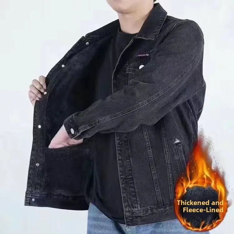 

Thiened Fce Men's Denim Jaet Warm High-ade Wear-resistant Winter New Sle Loose Cotton Coat Casual Denim Jaet