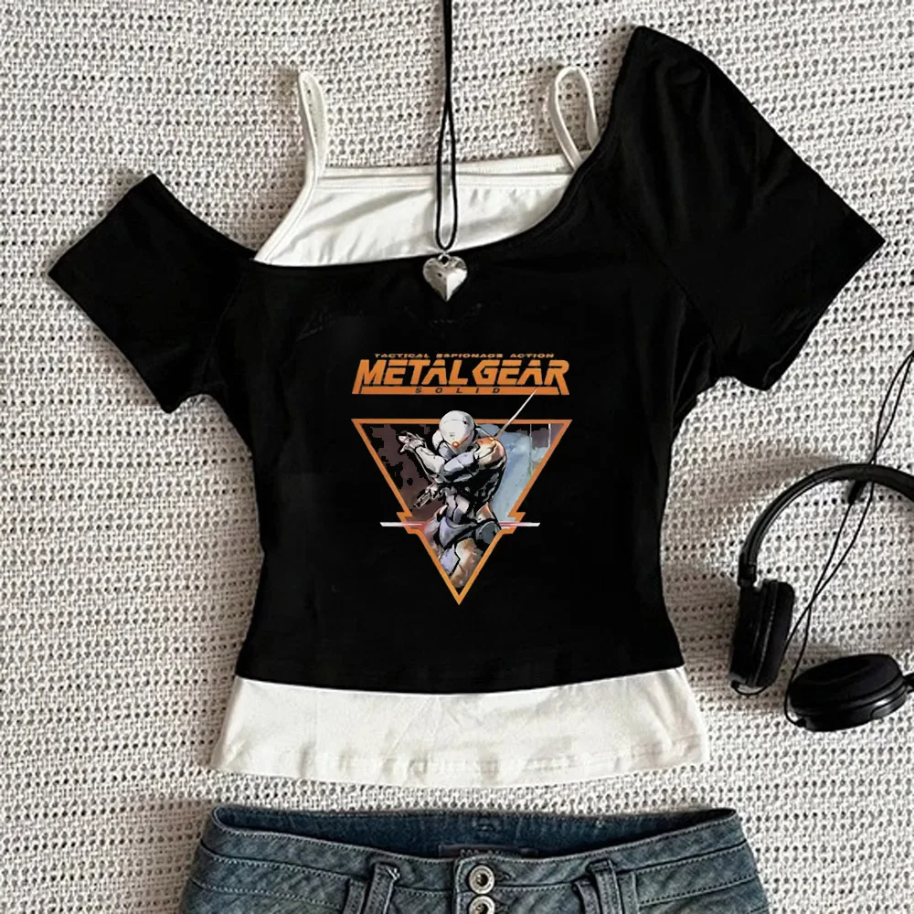 Metal Gear Solid crop top teen kawaii gothic summer japan cutecore top tees alternative  2000s grunge clearance sales