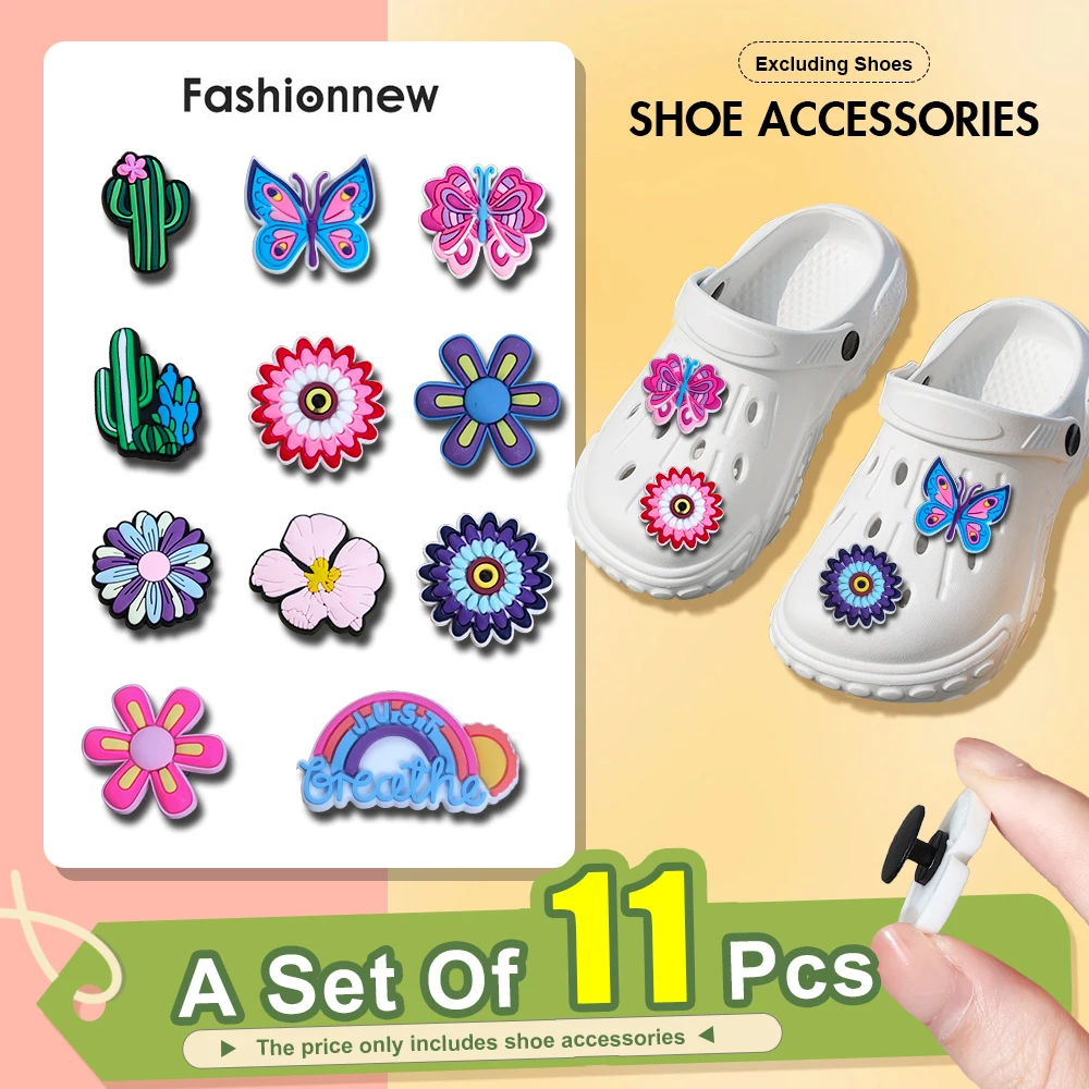 11pcs cute cartoon garden shoe flower decoration shoe buckles for boys and girls DIY hole shoe accessories croc charms diy