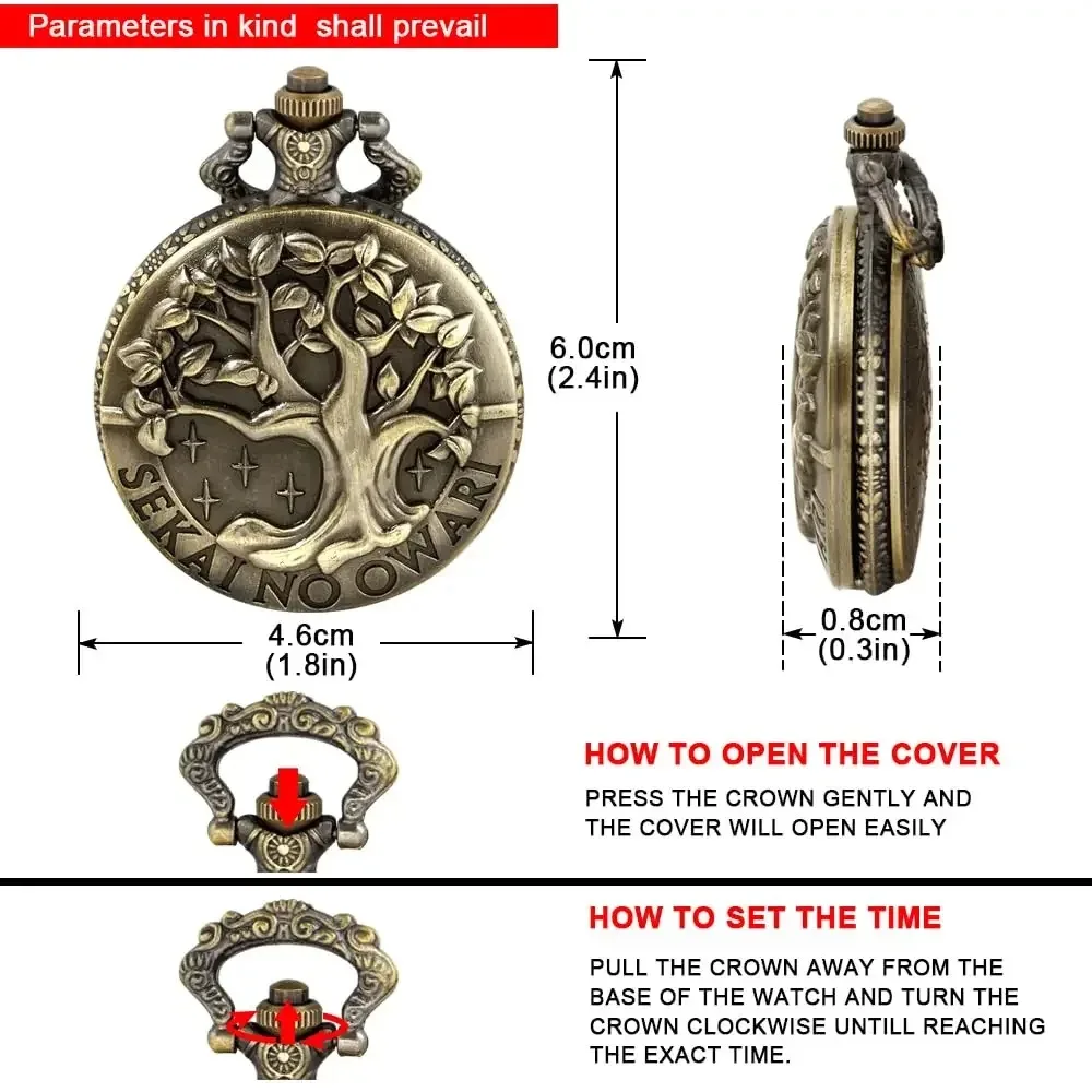 Vintage Tree of Life Pattern Quartz Pocket Watch WITH Chain Pendant Clock Necklace Watches for Men Women Unique Accessories Gift