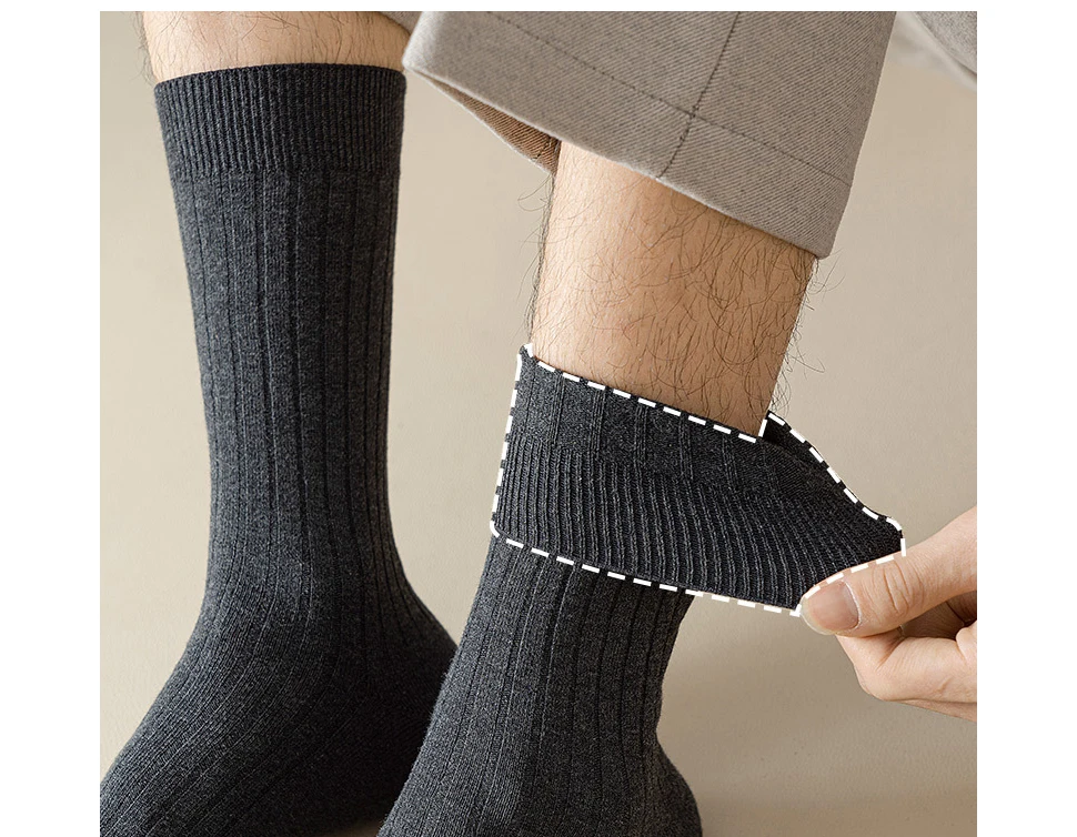 Herren-Kleid, lange Socken, Übergröße, Baumwolle, einfarbig, gestreift, Business, elastisch, ohne Knochen, atmungsaktiv, schweißabsorbierend, Socken für Herren – Detail 4