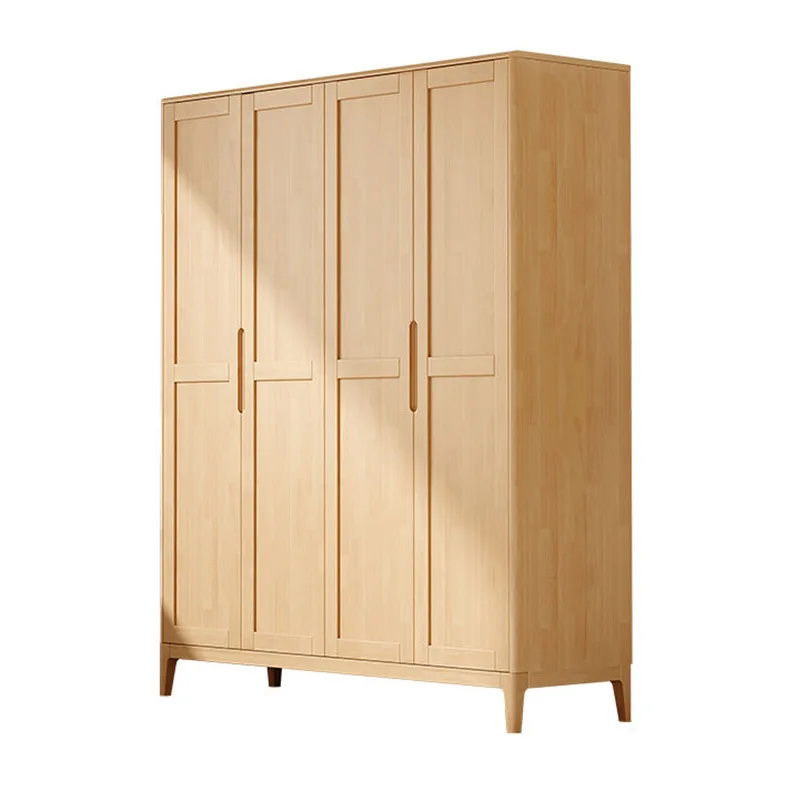 Nordic solid wood wardrobe 234 doors wooden locker storage swing door small apartment rental house household wardrobe