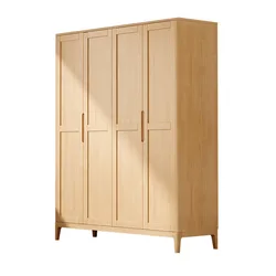 Nordic solid wood wardrobe 234 doors wooden locker storage swing door small apartment rental house household wardrobe