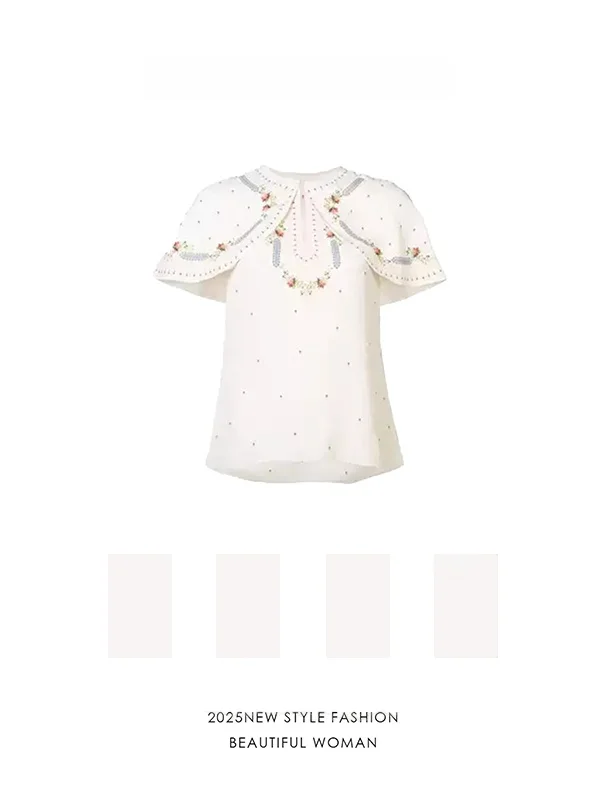 Knoing Head ort Sve T-irt Ele Fraance 슬림핏 탑 럭셔리 느낌 가벼운 여름 패션 소녀용