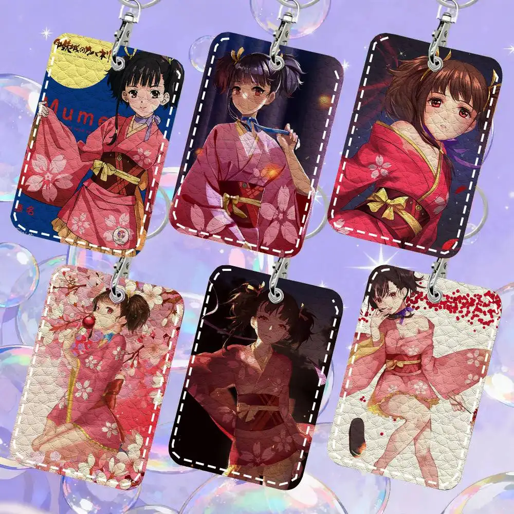 Mumei Anime Koutetsujou No Kabaneri Card Case Keychain Access Card Bag Key Tag Ring Leather Card Holder Key Ring Access