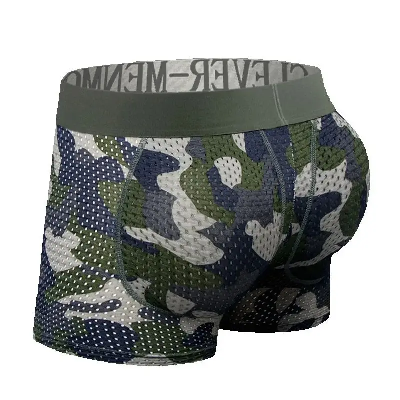 Camouflage Underwear Push Up Pad Mesh Boxers Sexy Panties Men Butt Padded Lifter Boxershorts Penis Pouch Underpants
