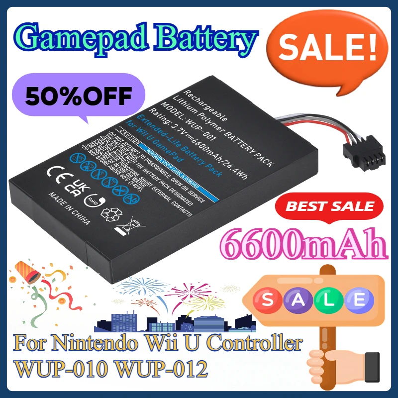 

For Nintendo Wii U Controller WUP-010 WUP-012 6600mAh Wii U Gamepad Battery Replacement Rechargeable Battery Pack