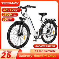 TESWAY-E-Mountain Electric Bike with Bafang Motor, E-Bike, Snowmobile E-Bike, 48V, 12Ah, 27.5 Inch, 2.4 Fat Tire, 250W