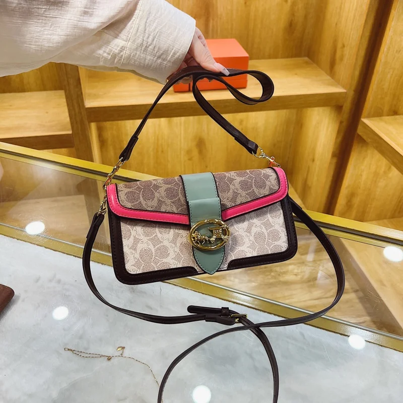 

Женская сумка 2026: Новая ретро-модель, маленькая квадратная сумка, элитная, легкая роскошь, с принтом, контрастных цветов, минималистичная, модная, на одно плечо, кроссбоди