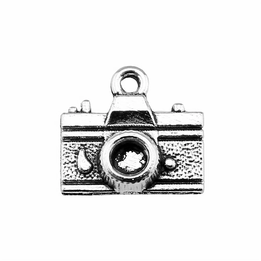 WYSIWYG 10pcs 15x14mm Antique Silver Color Antique Bronze Camera Pendant Camera Charm Pendant Camera Pendants Charm