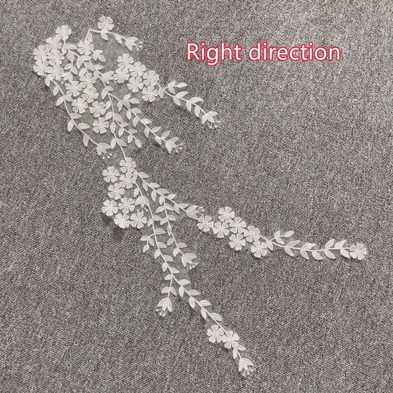Supergroße Blumenapplikation aus Spitze und Baumwolle für Hochzeitskleider, handgefertigte Applikation, DIY-Braut, Brustblume, 77x30cm – Detail 5