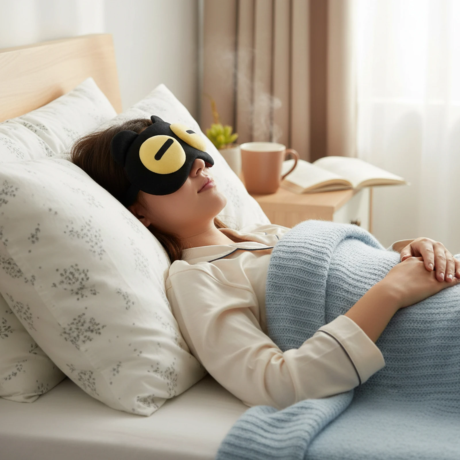 Cute Bear Sleep Mask Natural sleping Light Blocking Memory Foam Eye Cover for Students Nap Office Travel Breathable